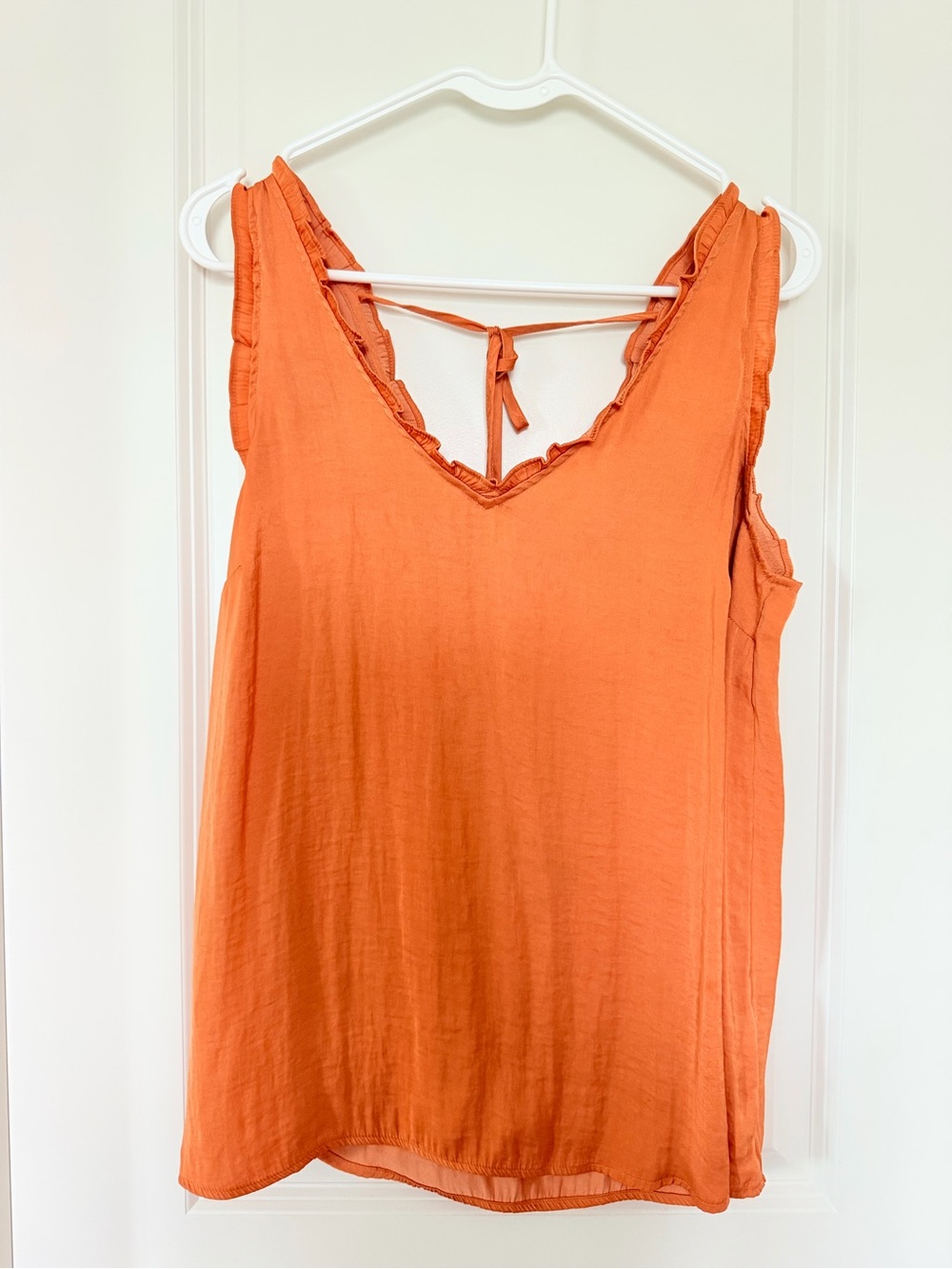 LC Lauren Conrad Orange Ruffle Tank Top